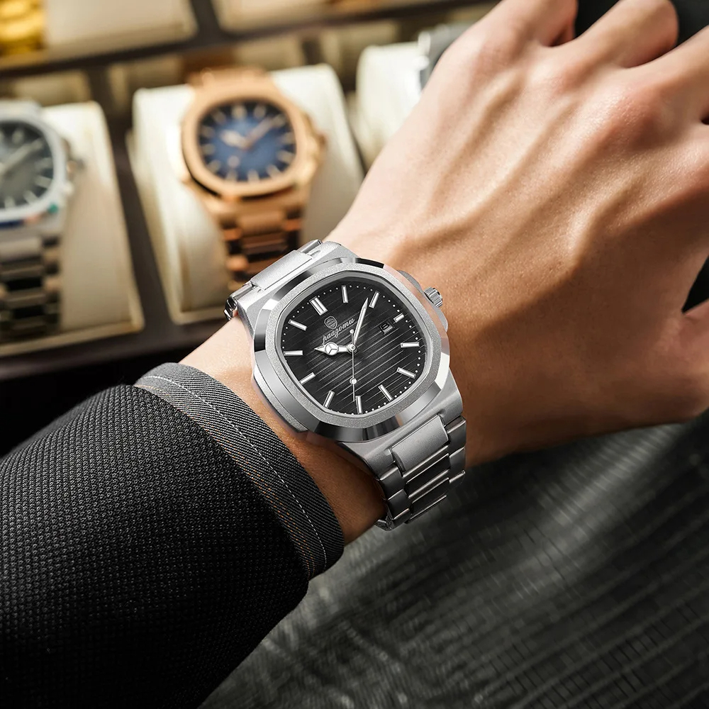 PAAZOMU Luxus Herren-Armbanduhr – Wasserdicht, Leuchtzeiger, Chronograph, Edelstahl, Quarzuhr