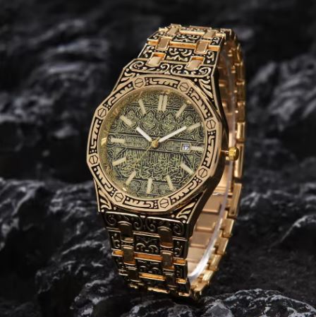 Islamische uhr 2025 – Goldene Farbe, mit Arabischer Schrift & Kaligrafie
