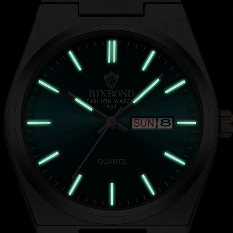 🕒 BINBOND Herren-Armbanduhr – Edelstahl | Türkisgrünes Zifferblatt | Elegant & Modern