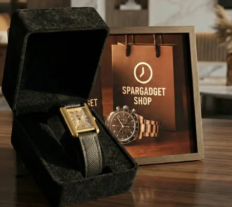 Klassische Damen-Armbanduhr in Gold & Schwarz – Zeitloses Rechteck-Design inkl. Samtbox