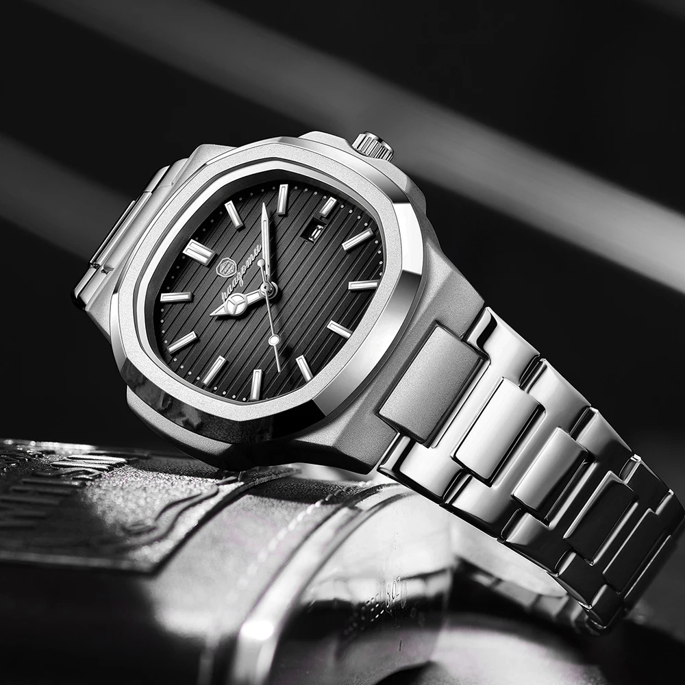 PAAZOMU Luxus Herren-Armbanduhr – Wasserdicht, Leuchtzeiger, Chronograph, Edelstahl, Quarzuhr