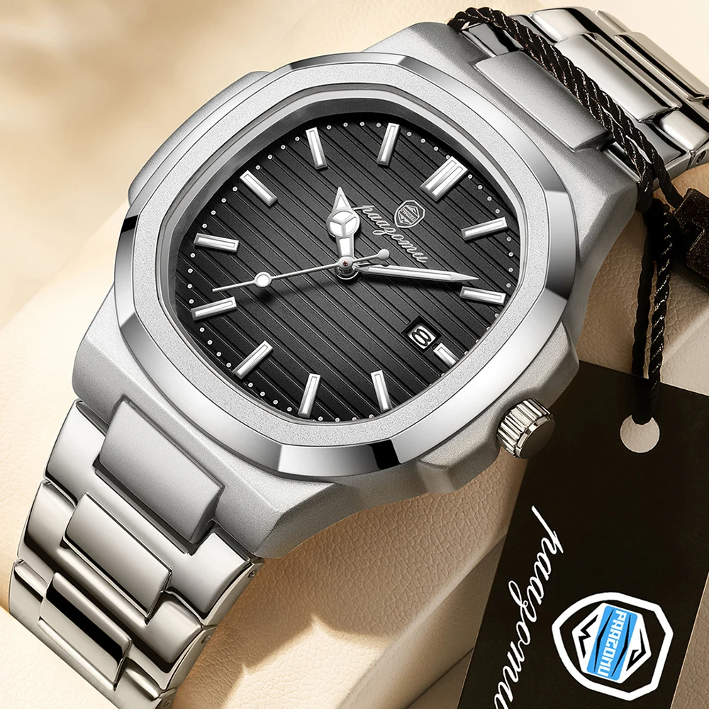 PAAZOMU Luxus Herren-Armbanduhr – Wasserdicht, Leuchtzeiger, Chronograph, Edelstahl, Quarzuhr