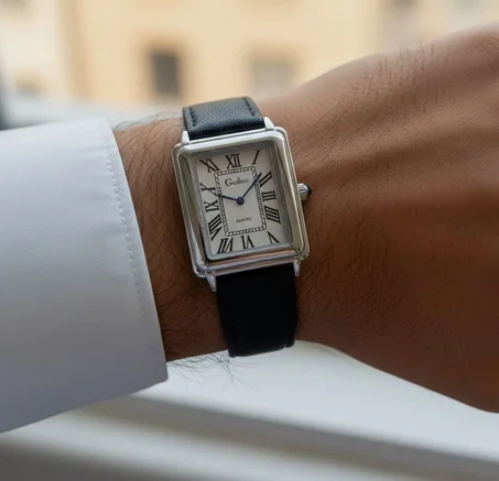 Vintage Style Armbanduhr im „Old Money“ Stil | Rechteckig mit römischen Ziffern