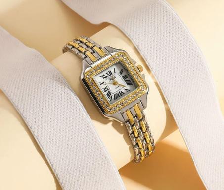 Elegante Damen Armbanduhr Ruil Quartz – Zweifarbig Gold Silber – Mit Strass – Klassisch & Stilvoll