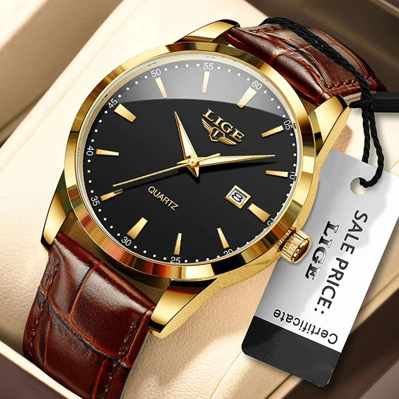 LIGE Herren Luxus Chronograph – Militär Quarzuhr mit Lederarmband, Wasserdicht, Sportliche Herrenuhr inkl. Geschenkbox