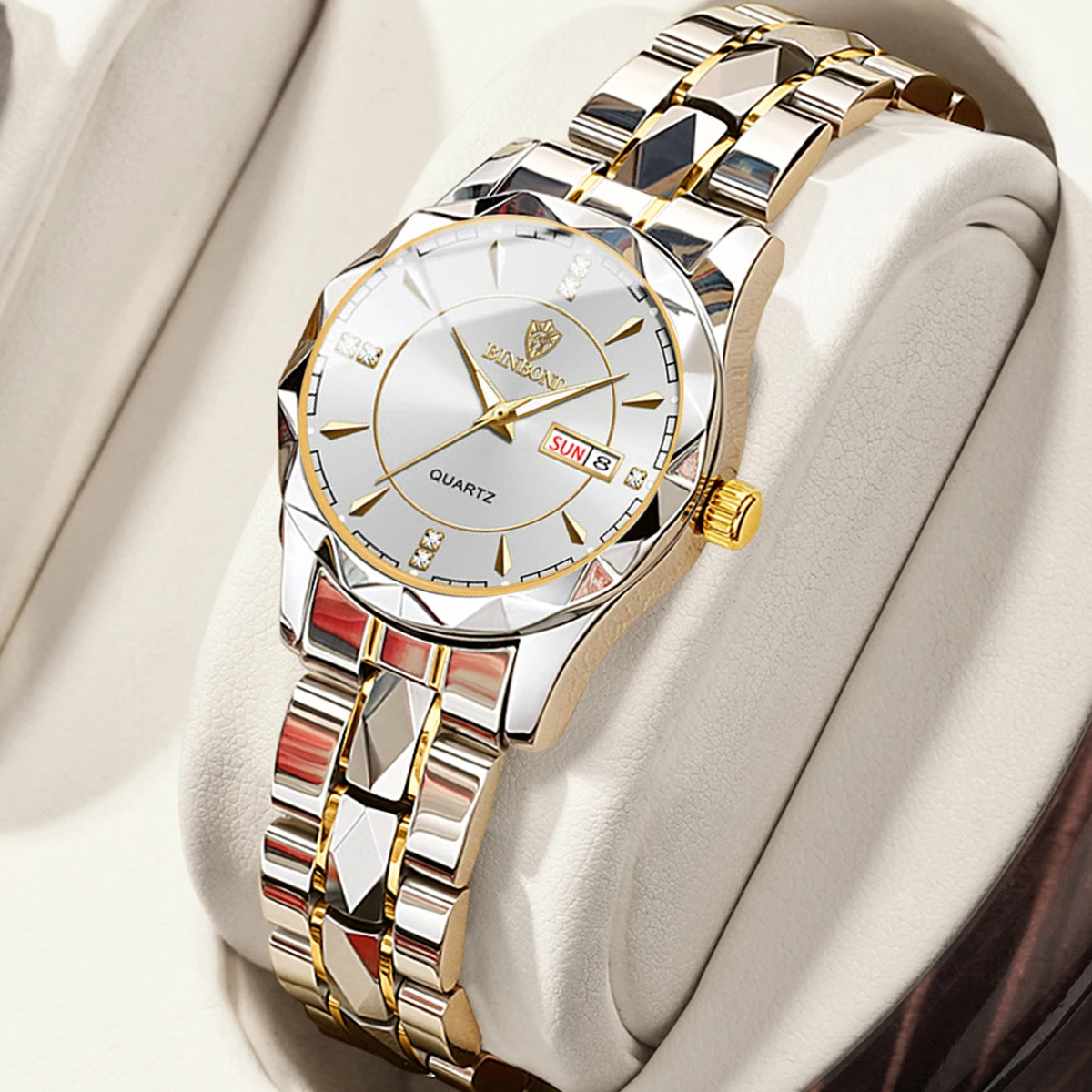 BINBONG Damen Luxus Quarzuhr – Elegante Edelstahl Armbanduhr mit Datumsanzeige, Wasserdicht, Ideal als Geschenk für Frauen