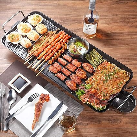 Electric Table Top Grill Griddle BBQ Hot Plate 1500W High Power Indoor Cooking Grill