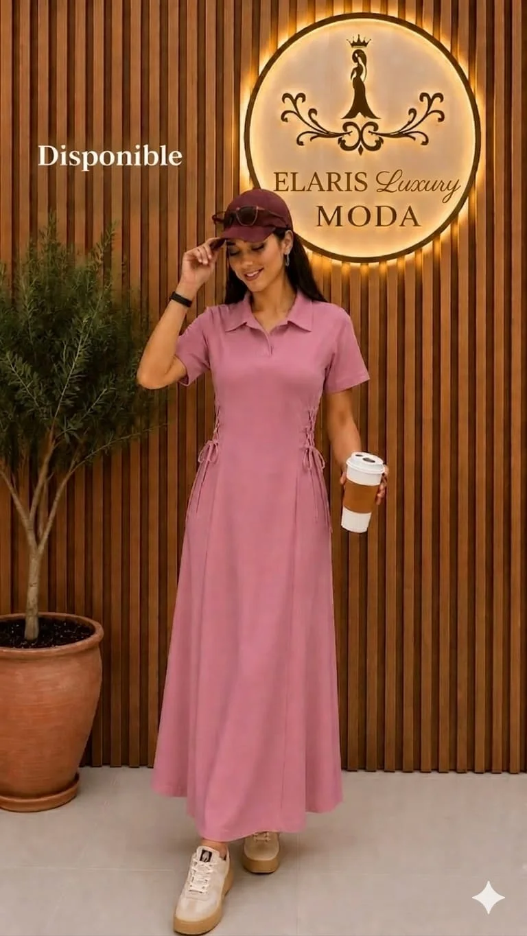 Robe Maxi Casual Chic col polo – Élégance & Confort