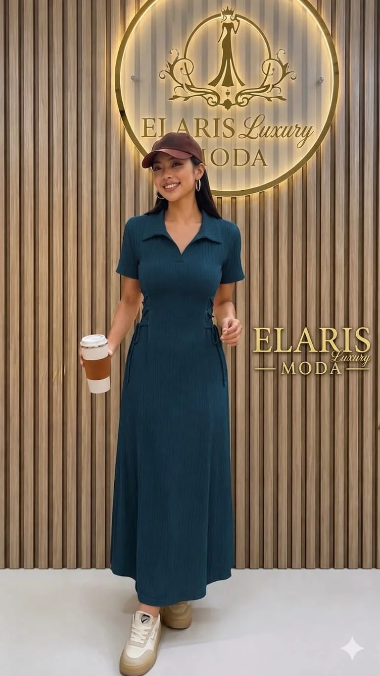 Robe Maxi Casual Chic col polo – Élégance & Confort