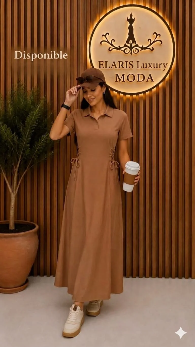 Robe Maxi Casual Chic col polo – Élégance & Confort