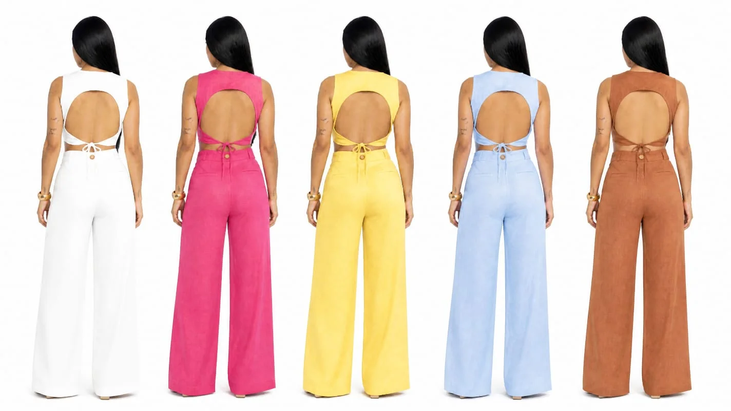 🌸 Ensemble Crop Top Veste & Pantalon Palazzo – ELARIS Luxury