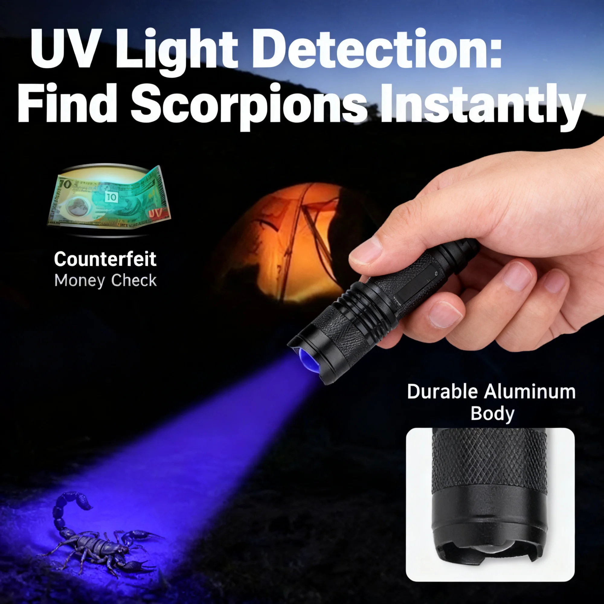 مصباح UV لاكتشاف العقارب والثعابين