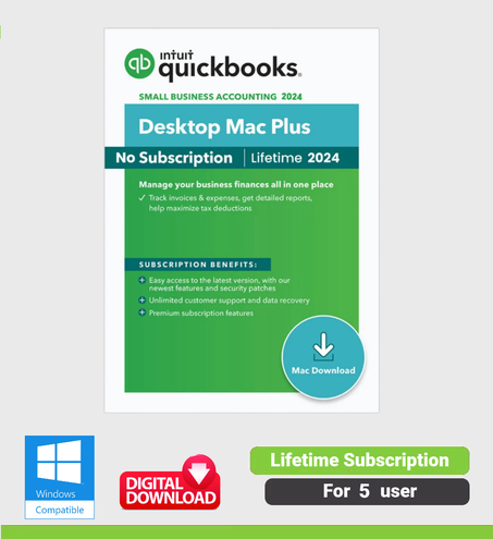 Intuit QuickBooks Desktop Mac Plus 2024 LIFETIME  5 User