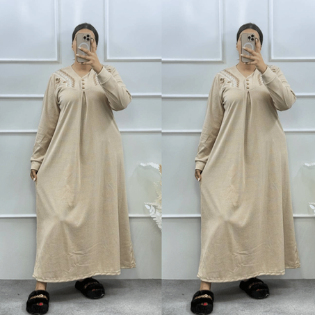 الجدييييد والحصري  بيجامة أنيقة توب صوفة مطروزة محفرة أنيقة وهماوية