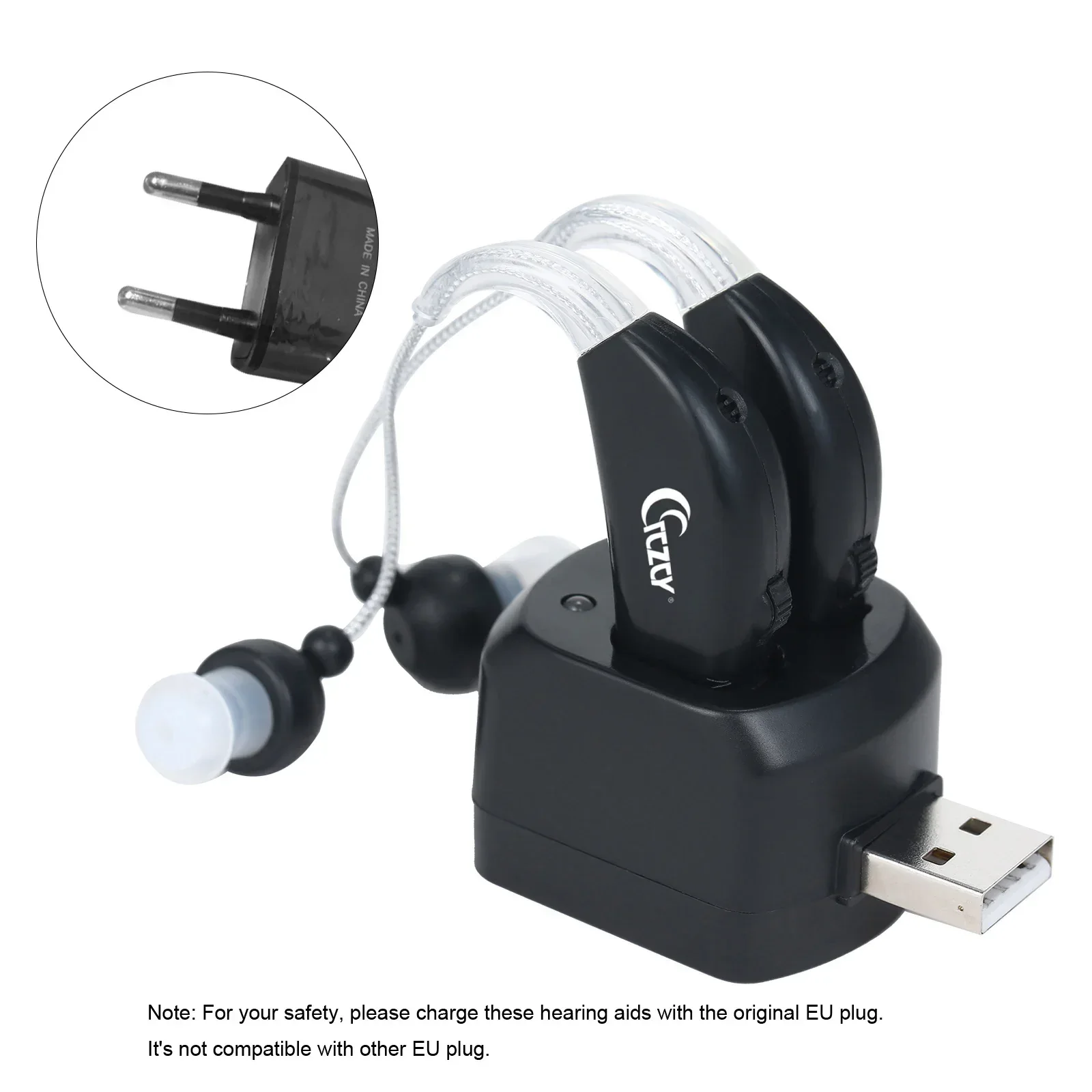 جهاز تحسين السمع للصمك أصلي قابل للشحن أذنين