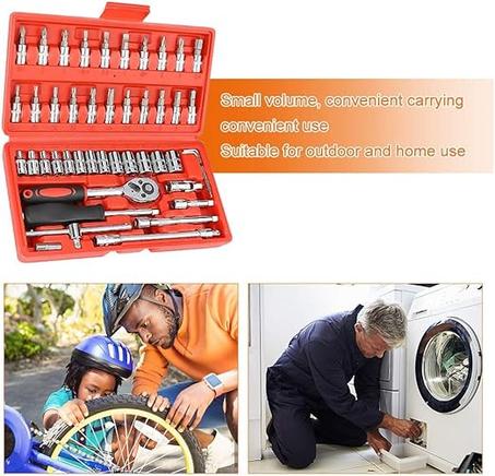 طقم أدوات لتصليح السيارات مكون من 46 قطعة