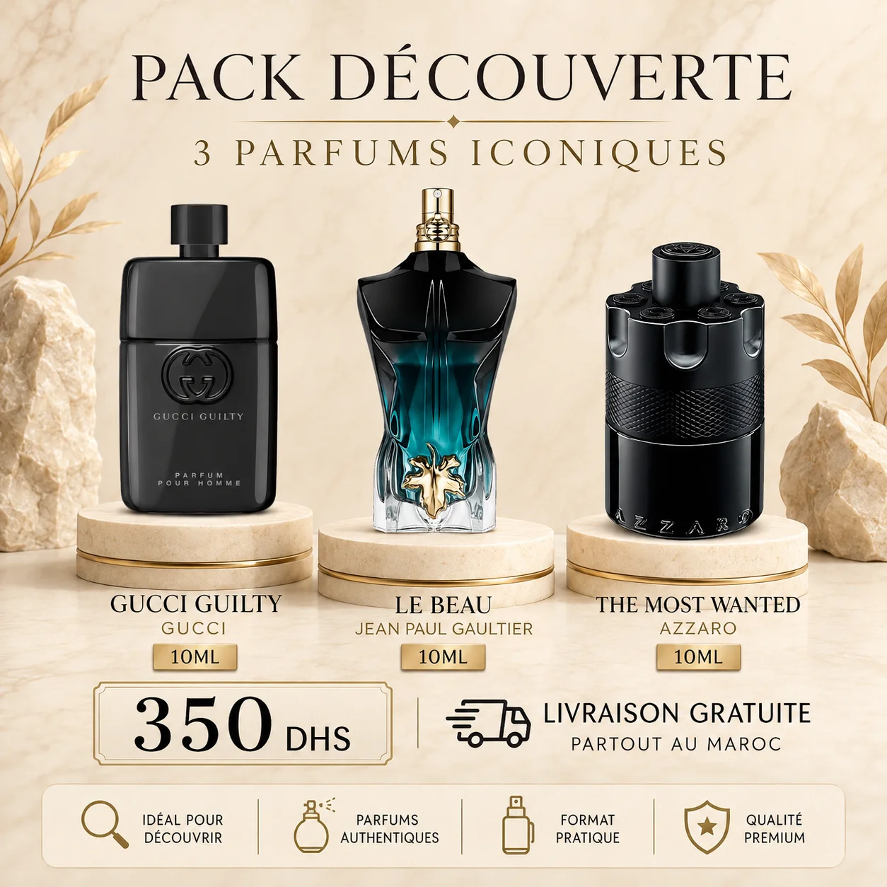 JPG Le Beau +  Azzaro tmw intense + Gucci Guilty Parfum