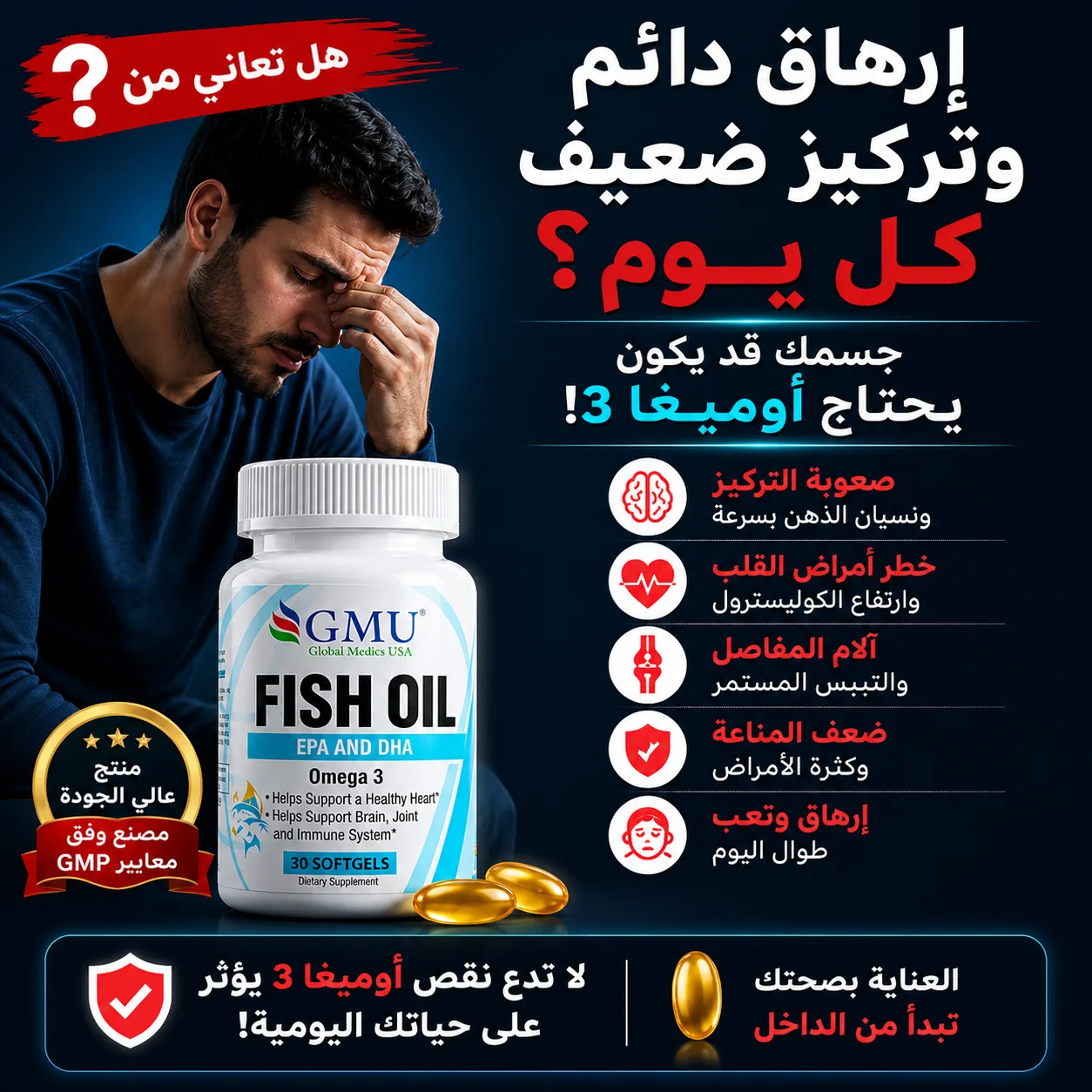 Fish Oil Omega 3 – زيت السمك لدعم القلب والمخ والمفاصل