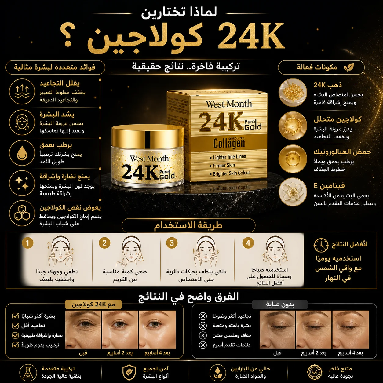 24K Gold Collagen Cream – كريم الكولاجين بالذهب لنضارة البشرة وشد التجاعيد