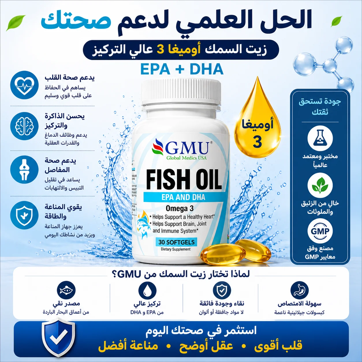 Fish Oil Omega 3 – زيت السمك لدعم القلب والمخ والمفاصل