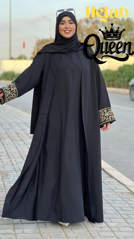 ✨ عباية أنيقة بتطريز فاخر على الأكمام ✨