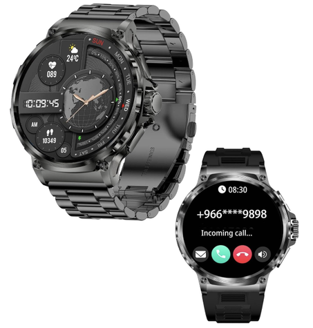 ساعة ذكية من بوستبو رد/اتصال بشاشة لمس كاملة 1.85 بوصة للياقة البدنية للرجال مقاومة للماء بتصنيف IP68 اكثر 100 وضع تمرين لجوالات اندرويد واي او اس أسود