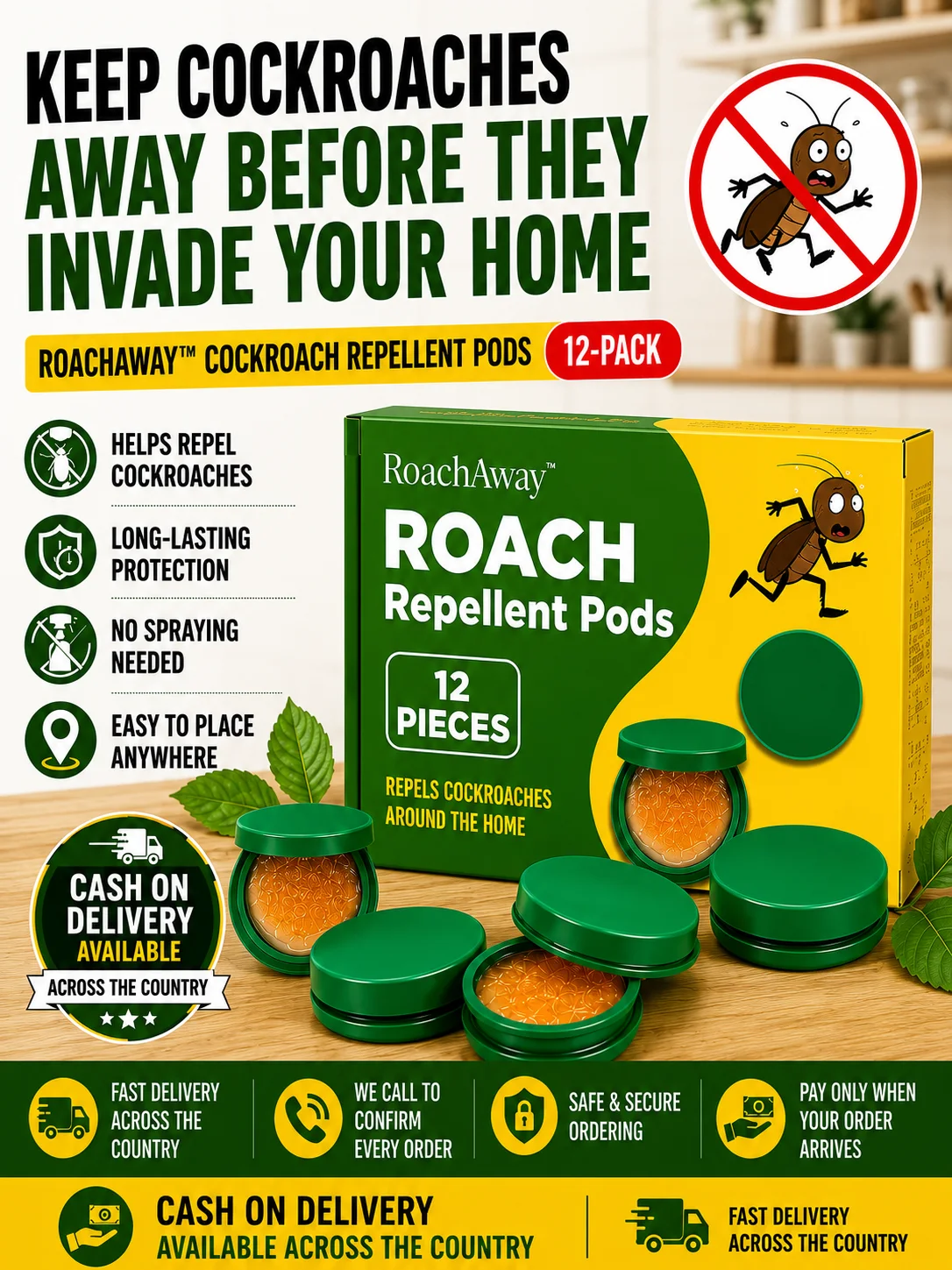 RoachAway™ Cockroach Repellent Pods (12-Pack)