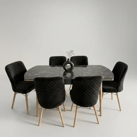 طاولة طعام تركية مع 6 كراسي