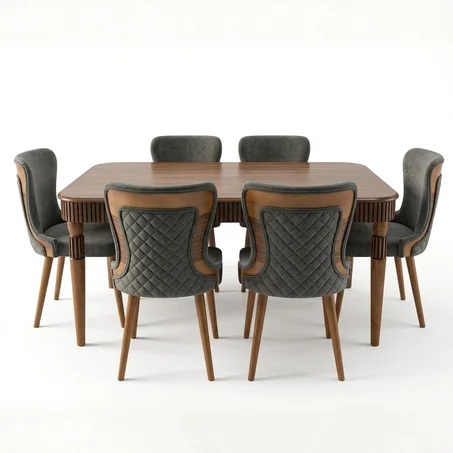 طاولة طعام عصرية 160×90 مع 6 كراسي