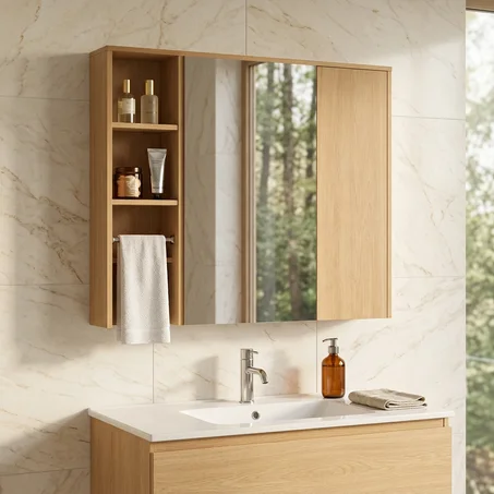 مرآة مع دولاب حمام عصري