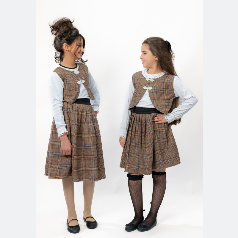 طقم كلاسيكي بناتي (Gilet-chemise)