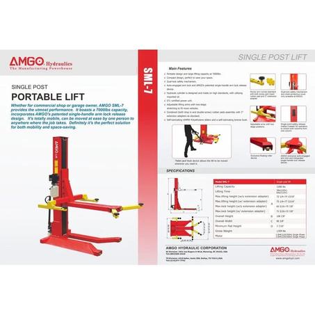 AMGO SL-7 7,000 lbs Single Post Lift
