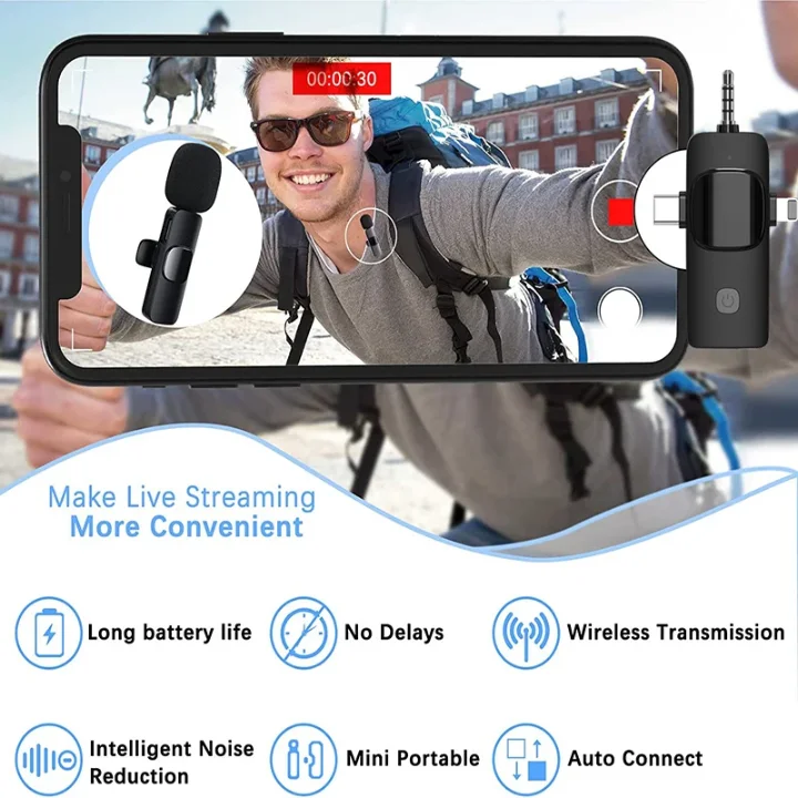 Microphone Sans Fil Double avec Récepteur 3-en-1 – Un Son Professionnel à Portée de Main !