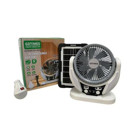 Ventilateur Solaire Rechargeable De 6 Pouces Avec Batterie 3,2 V/3,5 Ah Et Panneau Solaire 6 V 4 W Avec Une Ampoule Led & durable