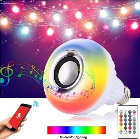 لمبة LED متعددة الالوان تحكم عن بعد +مكبر صوت + بلوتوث