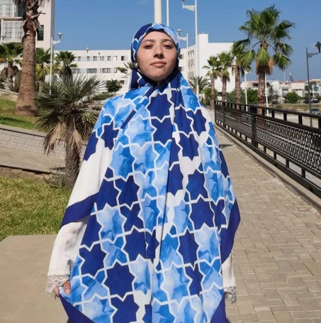 Bleu Chefchaouen شال Crêpe léger مانع للانزلاق