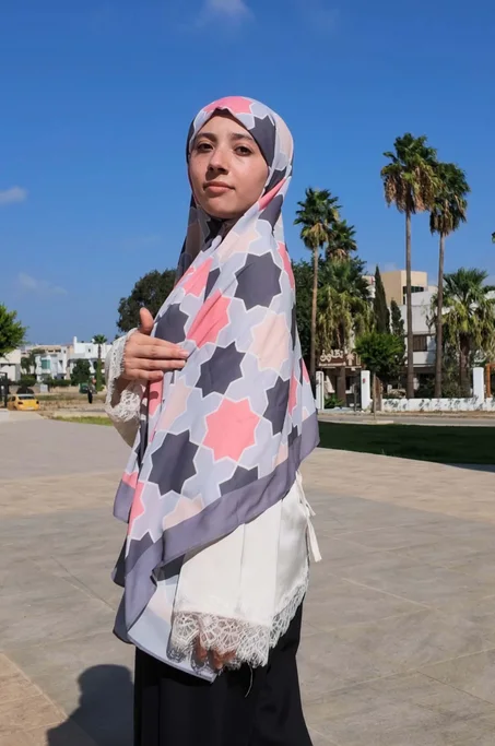 Riad Rosé شال Crêpe léger مانع للانزلاق