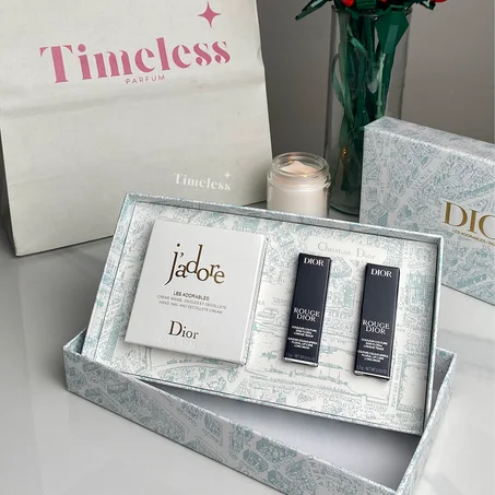 Dior Gift Set – J’adore Hand Cream + Rouge Dior Minis (Map Edition) 🌍✨