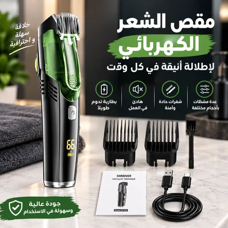 ماكينة حلاقة اللحية الذكية مع شفط الشعر ومقاومة للماء