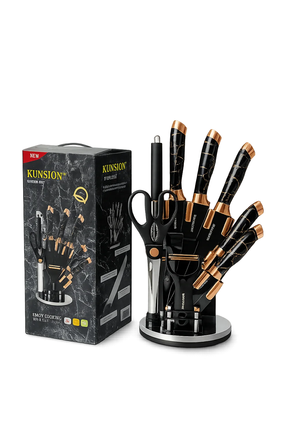 🔪 طقم سكاكين مطبخ احترافي مع حامل دوّار