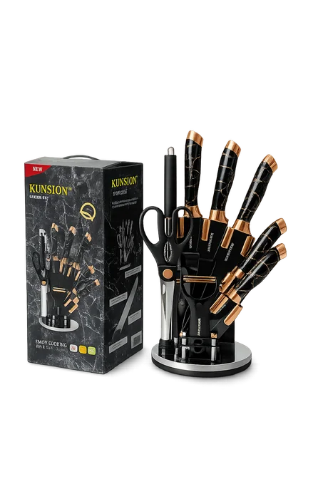 🔪 طقم سكاكين مطبخ احترافي مع حامل دوّار