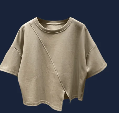 DUOJIHUI-تيشيرتات نسائية كلاسيكية أنيقة غير منتظمة ، مقسمة ، كورية ، أساسية ، برقبة دائرية ، أحادية اللون ، خضراء ، بسيطة ، أزياء نسائية ، صيف