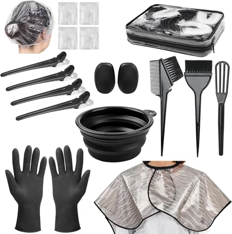 Kit profesional de 19 piezas de blanqueador para el cabello con cepillo de tinte para el cabello, cuenco de color para el cabello, pinzas para el cabello, aplicador, orejeras para resaltar el