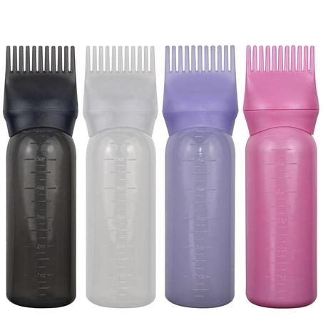 Paquete de 4 botellas aplicadoras de peine de raíz, aplicador de aceite para el cabello, botella aplicadora de peine de aceite para champús de tinte para el cabello, salones de peluquería (ne
