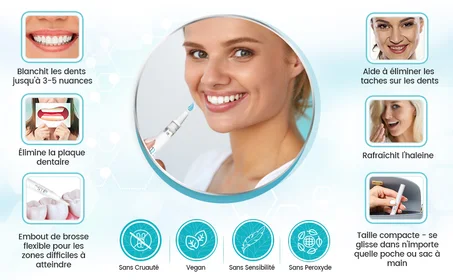 Blanchir vos dents en 7 jours  avec ce Stylo de blanchiment dentaire (+ 01 dentifrice offert)