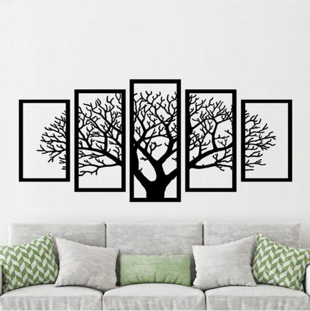 لوحة جدارية فنية من الخشب مكونة من خمس قطع