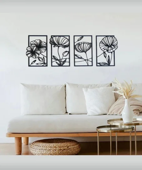 لوحة جدارية فنية من الخشب على شكل ورود