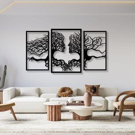 لوحة جدارية فنية من الخشب لشجرة تجسد وجه الزوجين