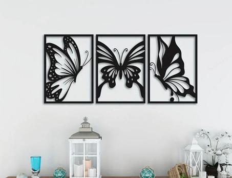 لوحة جدارية فنية من الخشب لي 3 فرشات