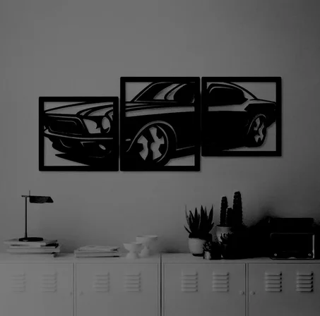 لوحة جدارية فنية من الخشب  لسيارة bmw